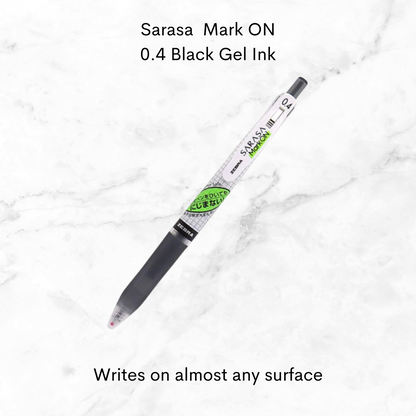 Sarasa Mark ON - Black Gel Ink Pen 0.4mm or 0.5mm