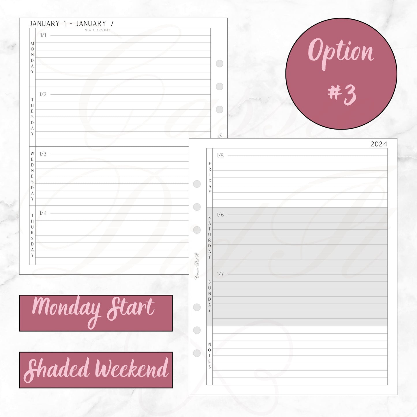 2024 Horizontal Weekly on 2 Pages - Printed - A5 Wide