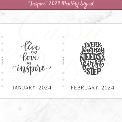 Inspire 2024 Monthly on 2 Pages - Printed - A5 Wide