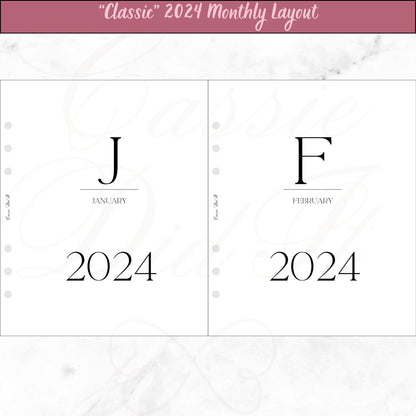 2024 Classic Monthly on 2 Pages - Printed - A5 Wide