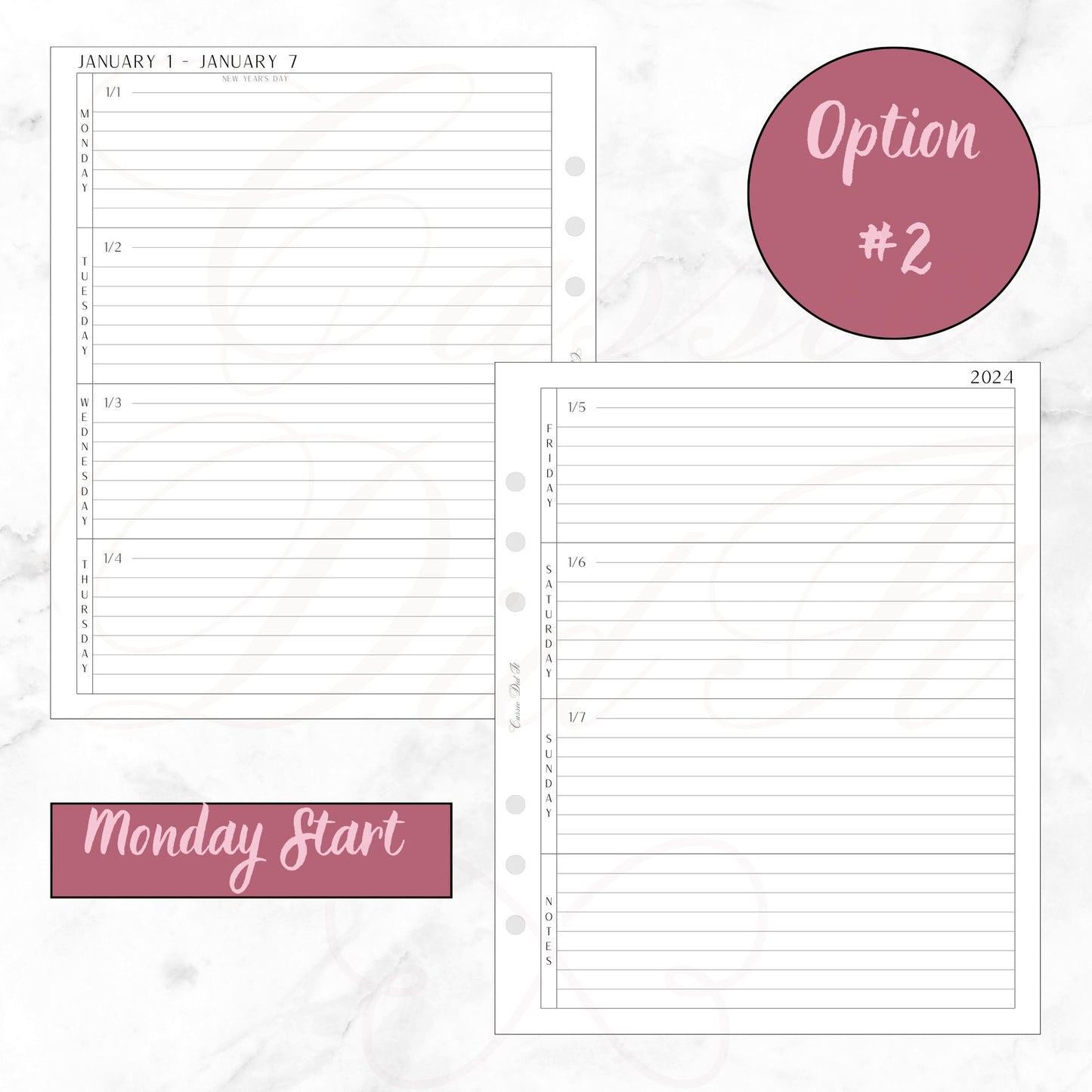 2024 Horizontal Weekly on 2 Pages - Printed - A5 Wide