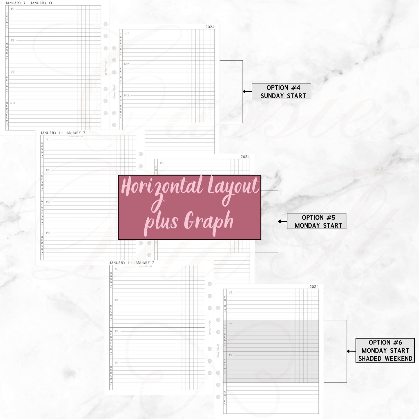 2024 Horizontal Weekly on 2 Pages - Printed - A5 Wide