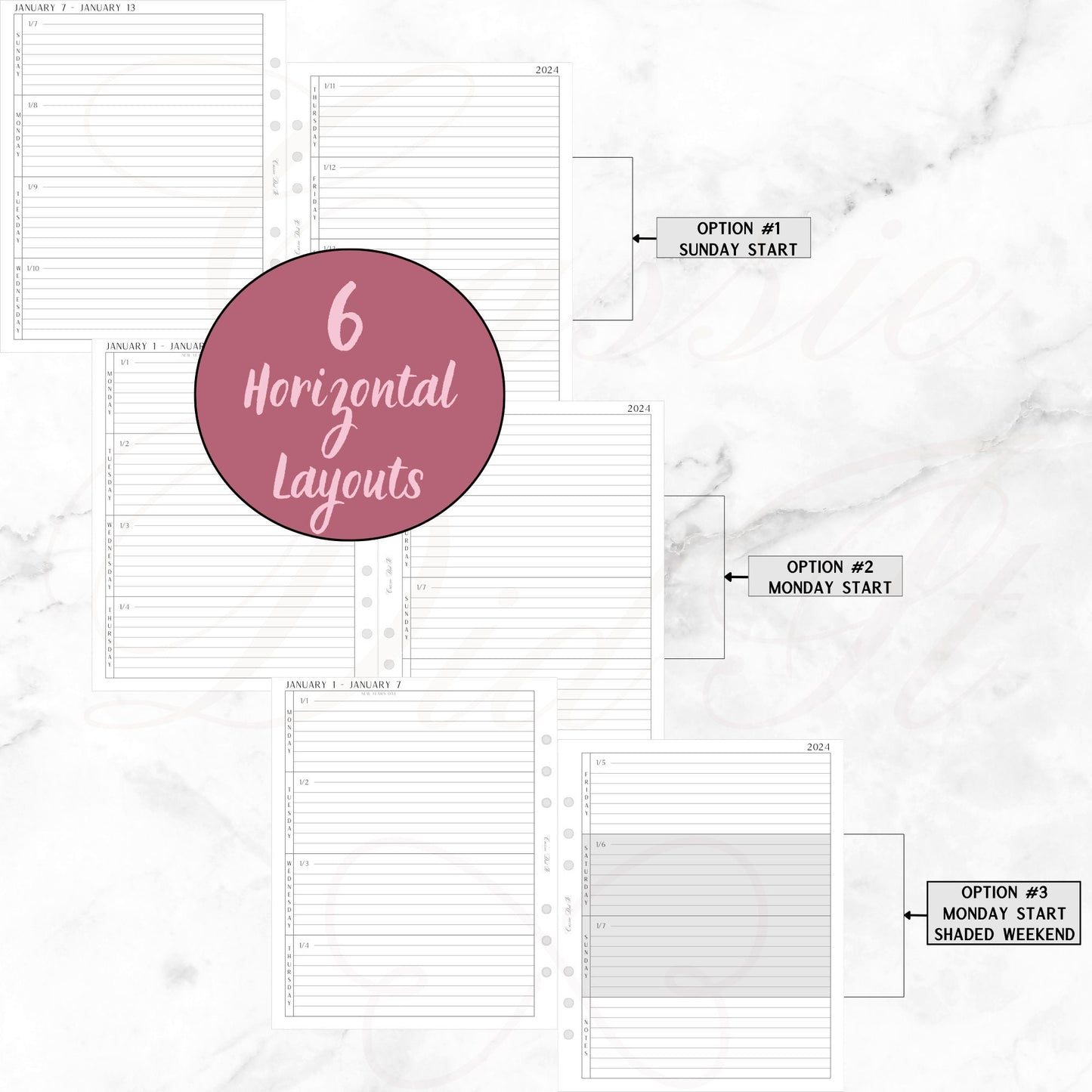 2024 Horizontal Weekly on 2 Pages - Printed - A5 Wide