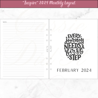 Inspire 2024 Monthly on 2 Pages - Printed - A5 Wide