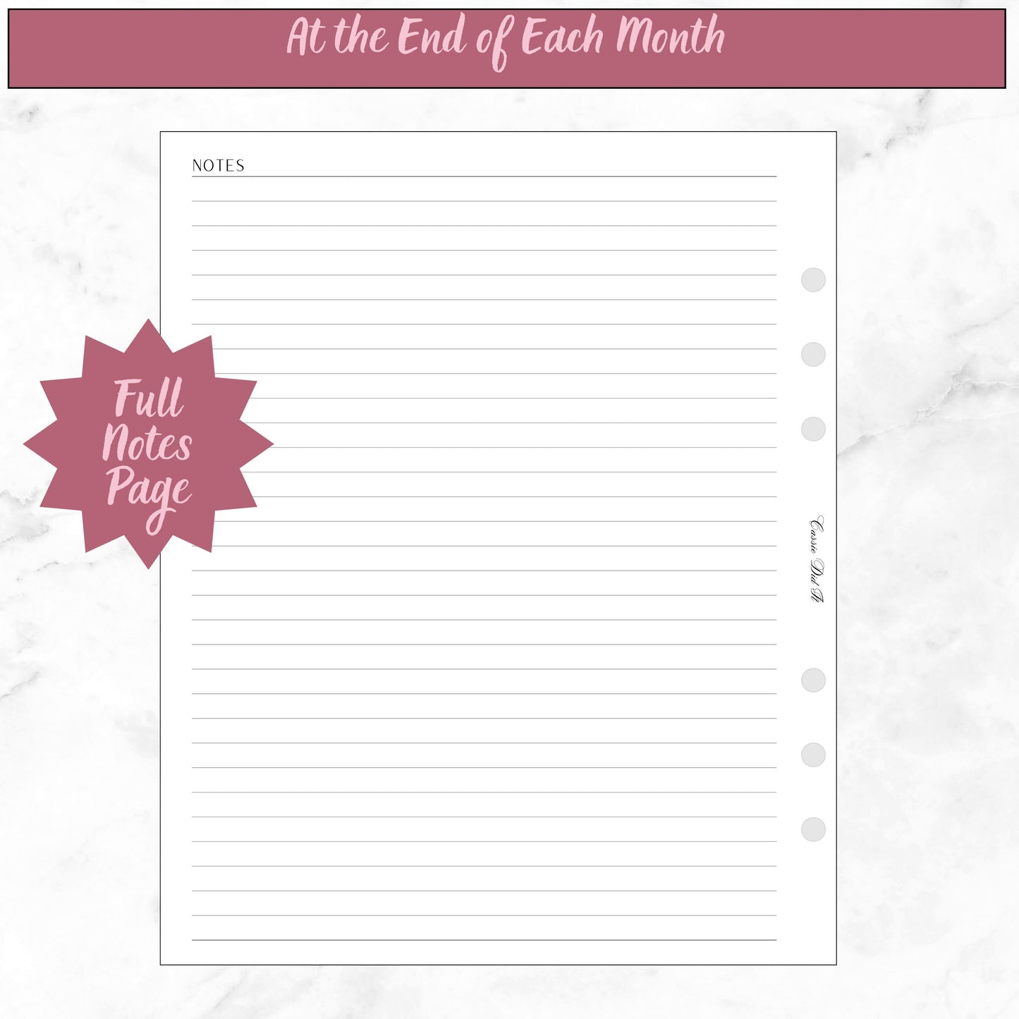 2024 Hourly Weekly on 2 Pages with To Do Checklists and Notes - Monday start - A5 Wide